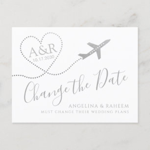 Carte Postale Faire-part Modifier la date Silver Travel Destination Wedding