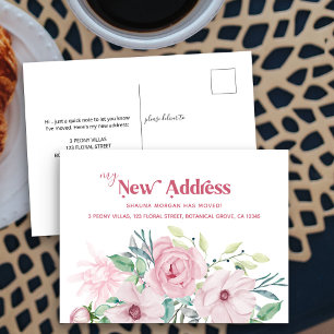 Carte Postale Faire-part Mon annonce de déménagement floral de pivoine