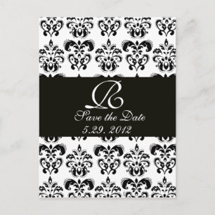 CARTE POSTALE FAIRE-PART MONOGRAMME DE DOMMASQUES NOIR ET BLANC