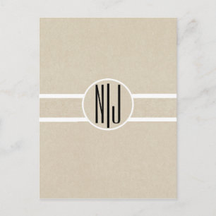 Carte Postale Faire-part Monogramme rustique Kraft minimal moderne Enregist