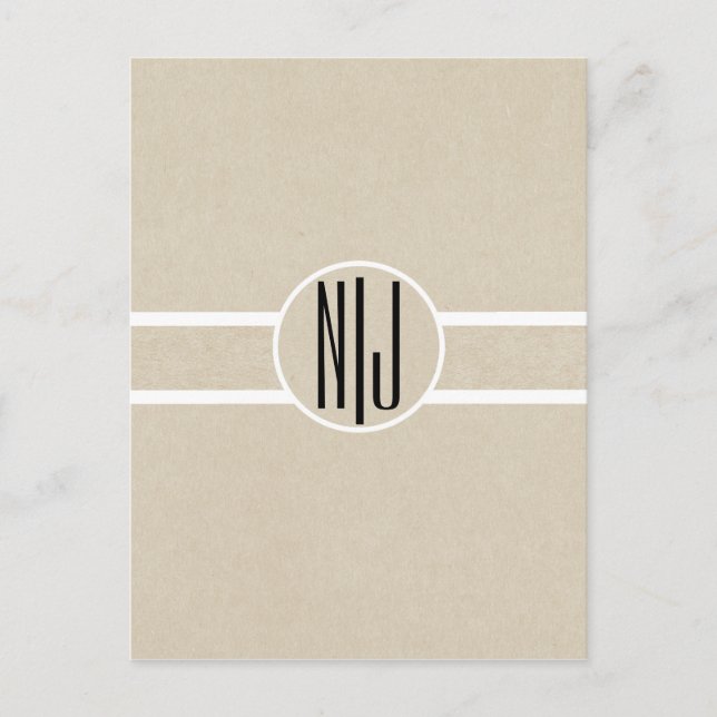 Carte Postale Faire-part Monogramme rustique Kraft minimal moderne Enregist (Devant)