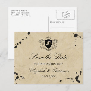 Carte Postale Faire-part Monogramme vintage & Mariage De Tige D'Encre Enreg
