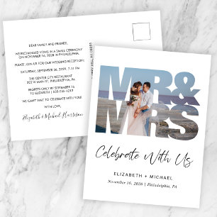 Carte Postale Faire-part Monsieur Madame Photo Réception de Mariage