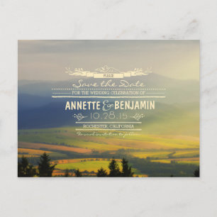 Carte Postale Faire-part Montagnes bleues et horizons couchers de soleil sa