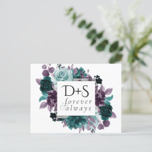 Carte Postale Faire-part Moody Boho   Couronne Turquoise et turquoise de fl