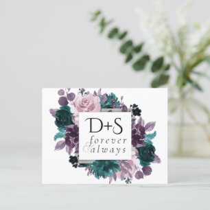 Carte Postale Faire-part Moody Boho Eggplant Purple Turquoise Enregistrer