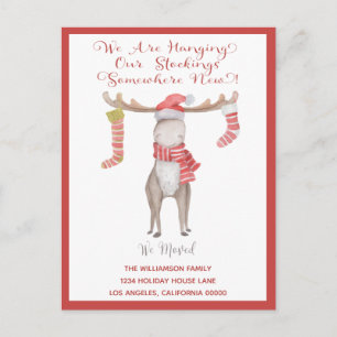 Carte Postale Faire-part  Moose de Noël Nous avons déménagé Vacances 
