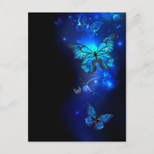 Carte Postale Faire-part Morpho Butterfly in the Dark Background