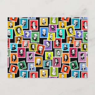 Carte Postale Faire-part Motif avec portraits des plus grands compositeurs