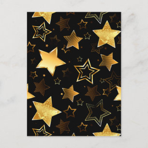 Carte Postale Faire-part Motif sans couture avec des étoiles dorées