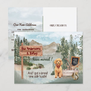 Carte Postale Faire-part Moving Goldendoodle Puppy Woods Nouvelle adresse