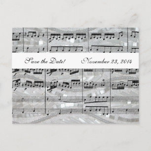 Carte Postale Faire-part Mozart et Perles Musique Sauvegarder la Date