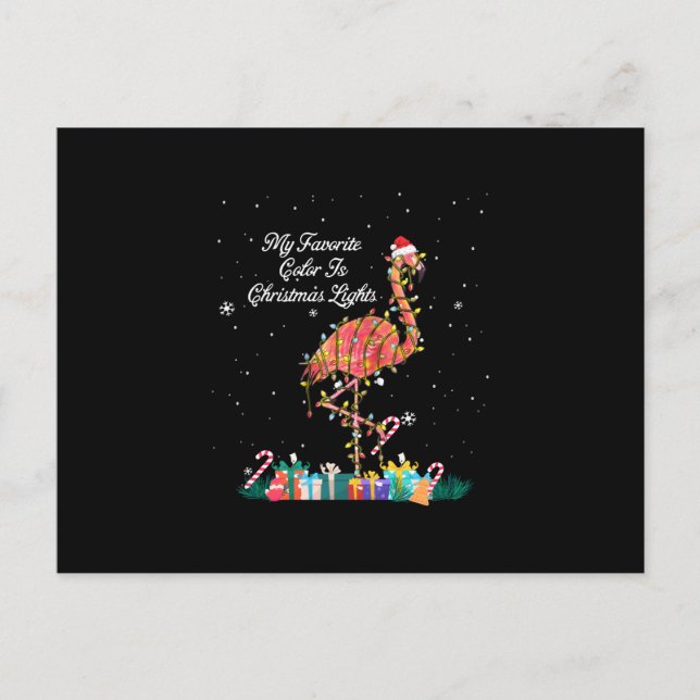 Carte Postale Faire-part My favorite Is Christmas Lights Costume Flamingo (Devant)