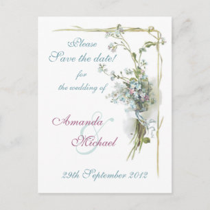 Carte Postale Faire-part Myosotis des marais bleus et roses