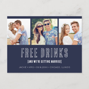 Carte Postale Faire-part Navy Blue Funny Photo Wedding Sauvez les Dates