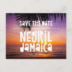 Carte Postale Faire-part Negril Jamaica Beach Wedding Enregistrer la date