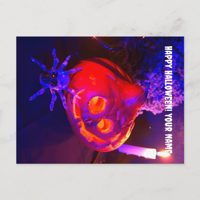 Carte Postale Faire-part Neon Halloween pumpkins (Devant)