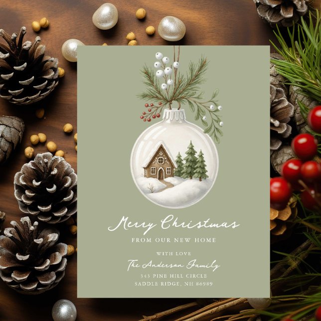 Carte Postale Faire-part New Home Christmas Postcard Ornament Scene (Créateur téléchargé)