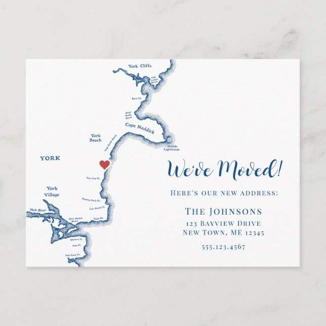 Carte Postale Faire-part New Home York Maine Map Moving (Devant)