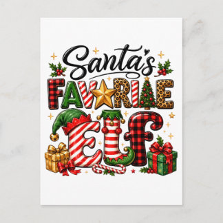 Carte Postale Faire-part Noël de l'elfe préféré du Père Noël