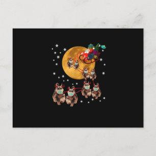 Carte Postale Faire-part Noël des rennes Schnauzer Dog Sleigh Funny xmas