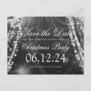 Carte Postale Faire-part Noël Enregistrer La Date String Lights Argent