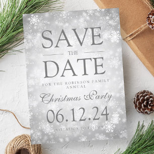 Carte Postale Faire-part Noël Sauvez La Date Hiver Argent