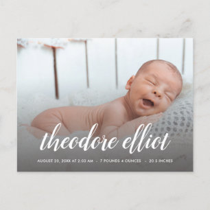 Carte Postale Faire-part Nom du script Photo Overlay Birth