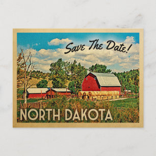 Carte Postale Faire-part North Dakota Enregistrez la Date Ferme Grange Rust
