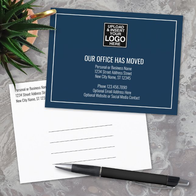 Carte Postale Faire-part Nos nouvelles informations d'adresse - Logo de l'e (New Address Postcard with Office Return Address and Logo)