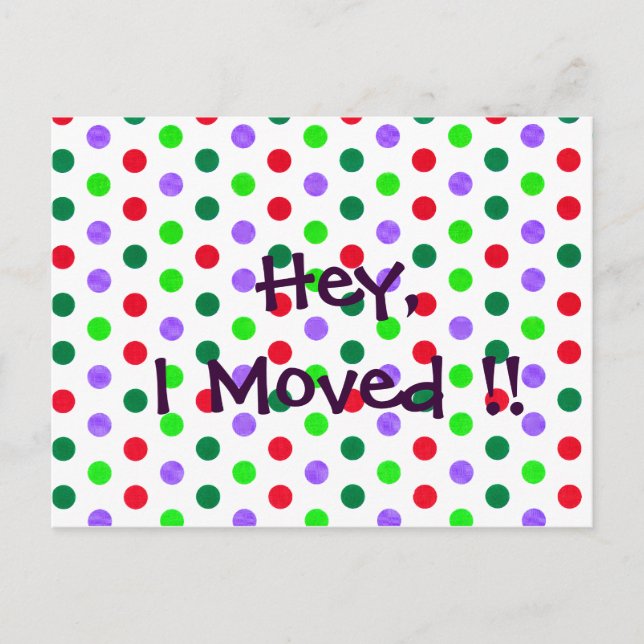 Carte Postale Faire-part Notifications de nouvelle maison amusante à pois (Devant)