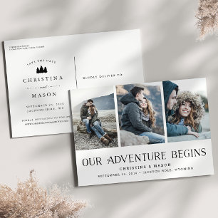 Carte Postale Faire-part Notre aventure commence Trois photos pour sauver