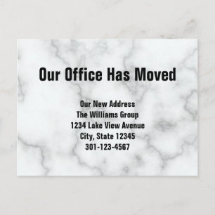 Carte Postale Faire-part Notre bureau a déménagé Annonce de faux marbre