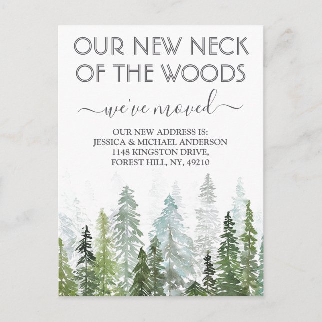 Carte Postale Faire-part Notre Nouveau Coin De Bois | Déménagement Nouvelle (Devant)