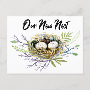 Carte Postale Faire-part Notre nouvelle aquarelle de nid Moving