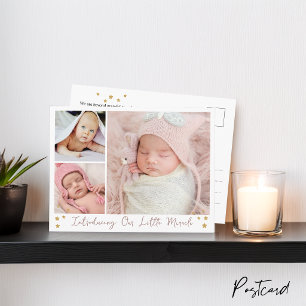 Carte Postale Faire-part Notre petit miracle Étoile d'or 3 Photos Bébé