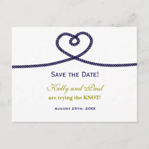 Carte Postale Faire-part NOUER LE NOEUD Corde de coeur Date de mariage Cart