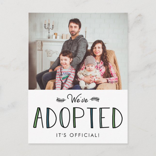 Carte Postale Faire-part Nous avons adopté | Annonce d'adoption (Devant)