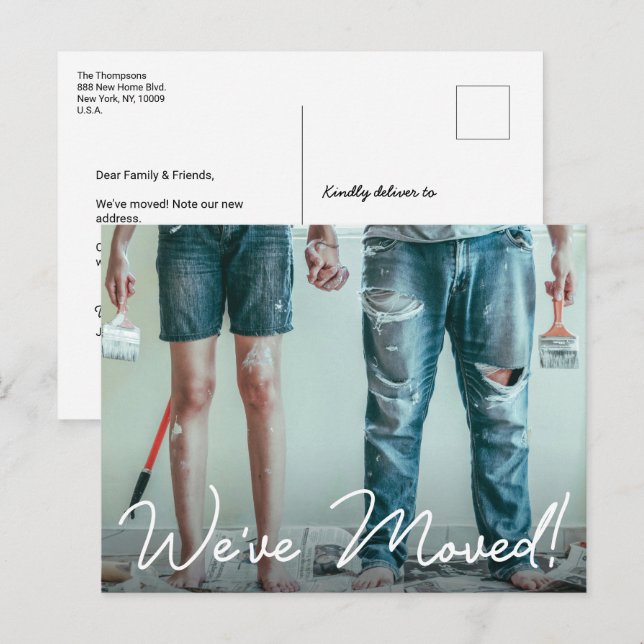 Carte Postale Faire-part Nous avons déménagé à la maison Typographie modern (Devant / Derrière)