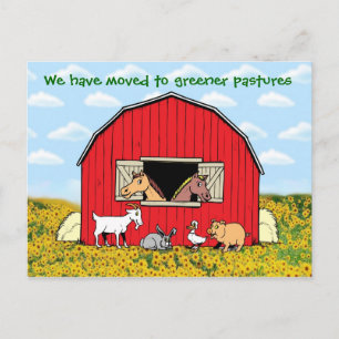 Carte Postale Faire-part Nous avons déménagé avec les animaux de la ferme N
