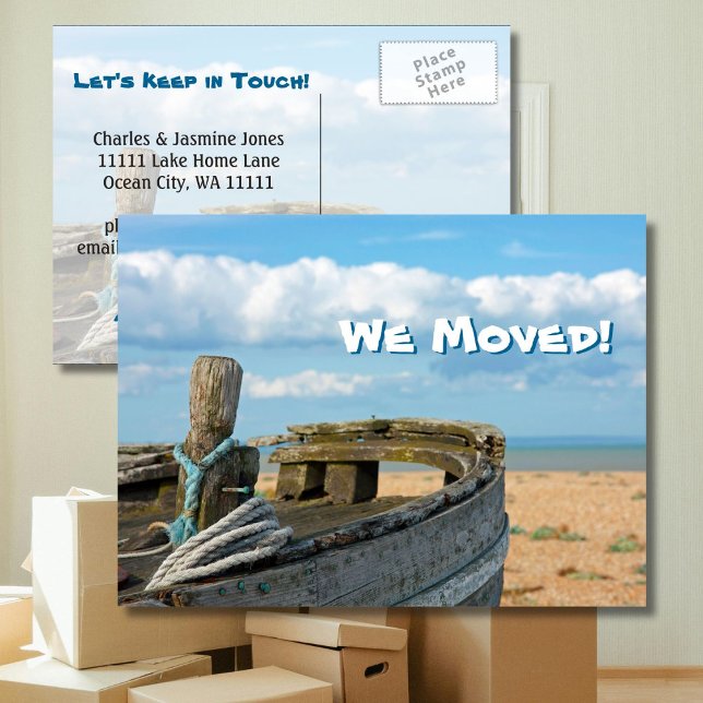 Carte Postale Faire-part Nous Avons Déménagé - Bateau De Pêche, Ciel Bleu,  (Créateur téléchargé)