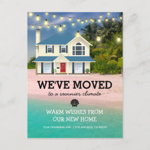 Carte Postale Faire-part Nous avons déménagé   Beach Ocean New Home