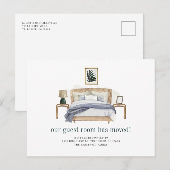 Carte Postale Faire-part Nous avons déménagé Boho Chic Nouvelle Adresse Dém (Devant / Derrière)