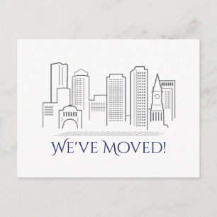 Carte Postale Faire-part Nous avons déménagé Boston City Skyline