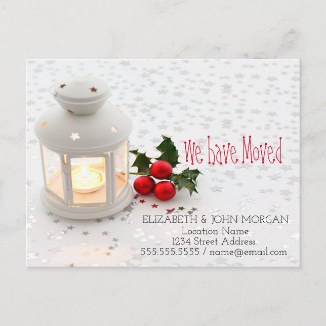 Carte Postale Faire-part Nous Avons Déménagé, Bougie, Étoiles Nouvelle Adre (Devant)
