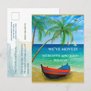 Carte Postale Faire-part Nous avons déménagé Budget Plage Palms Océan Démén