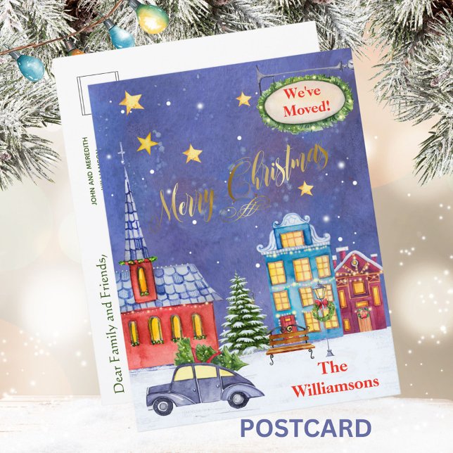 Carte Postale Faire-part Nous avons déménagé Budget Village de Noël Déménag (Créateur téléchargé)