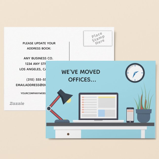 Carte Postale Faire-part Nous avons déménagé Bureaux Moderne Changement d'a (Créateur téléchargé)