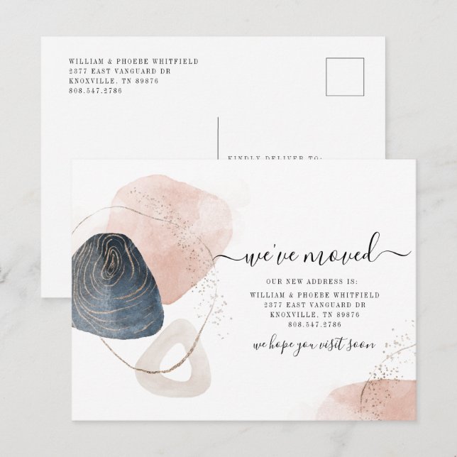 Carte Postale Faire-part Nous avons déménagé Changement d'adresse Déménagem (Devant / Derrière)