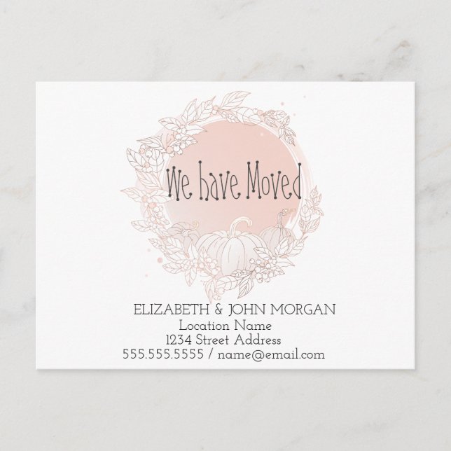 Carte Postale Faire-part Nous Avons Déménagé, Citrouille, Nouvelle Adresse (Devant)
